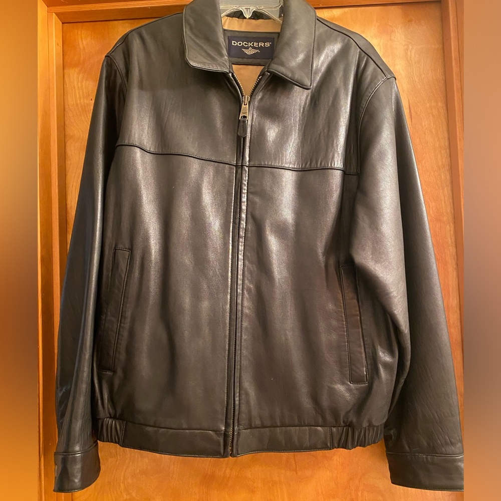 Dockers men’s lamb skin leather bomber jacket
